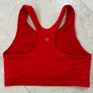 lululemon long line sports bra. laser cut scalloped edge. size 6. Red. EUC.